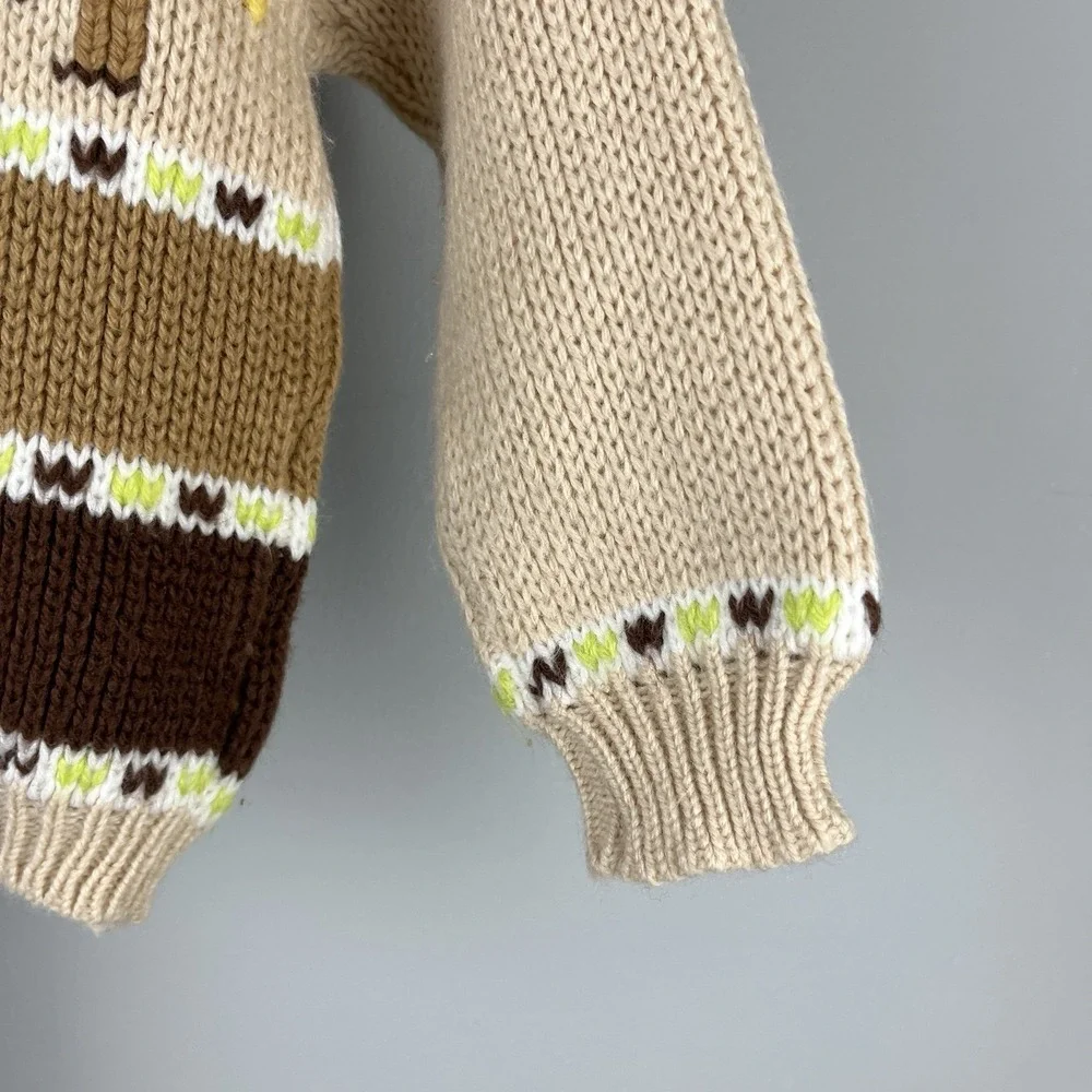 Vintage A Little Angel Toddler Boys Turtleneck Sweater Raglan Sleeve‎ Tan Brown